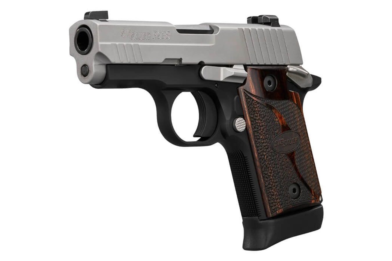 SIG SAUER P938 9mm Two-Tone Pistol with Stainless Slide and Walnut Grips